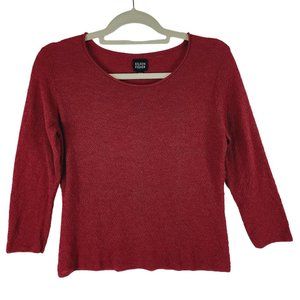 Eileen Fisher Stretch Knit Wool Top Pullover Lightweight Shirt Red/Pink Womens S